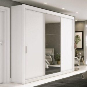 Guarda Roupa Casal Espelhado 3 Portas 1 Porta Espelho 4 Gavetas