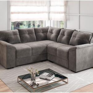Sofá de Canto 5 Lugares Suede
